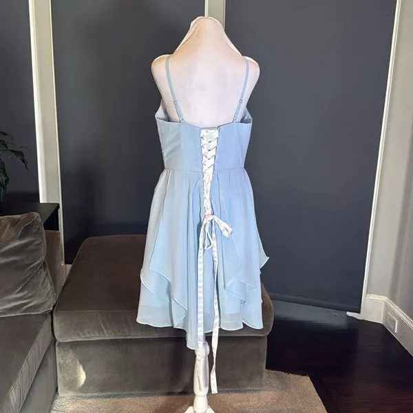 Women’s Short Pale Blue Homecoming Party Halter Dress Corset Back Size 8 **READ - Image 4