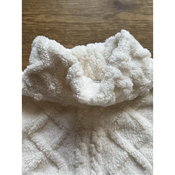 Eddie Bauer Pullover Womens M Ivory Sherpa Fleece Cable Mock Neck Warm Jacket - Image 6
