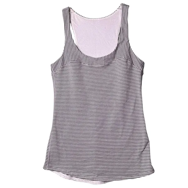 Lululemon Racerback Tank Top Womens Small Gray White Striped Athletic Yoga Gym - Image 2