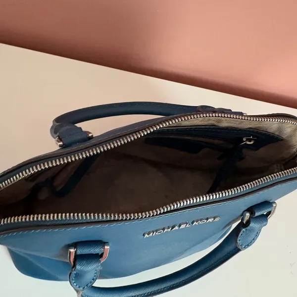 Michael Kors Teal Blue Saffiano Dome Satchel - Image 2