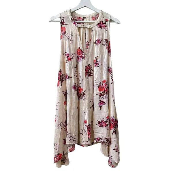 Free People Tree Swing Floral Sleeveless Tunic Mini Boho Dress S - Image 6