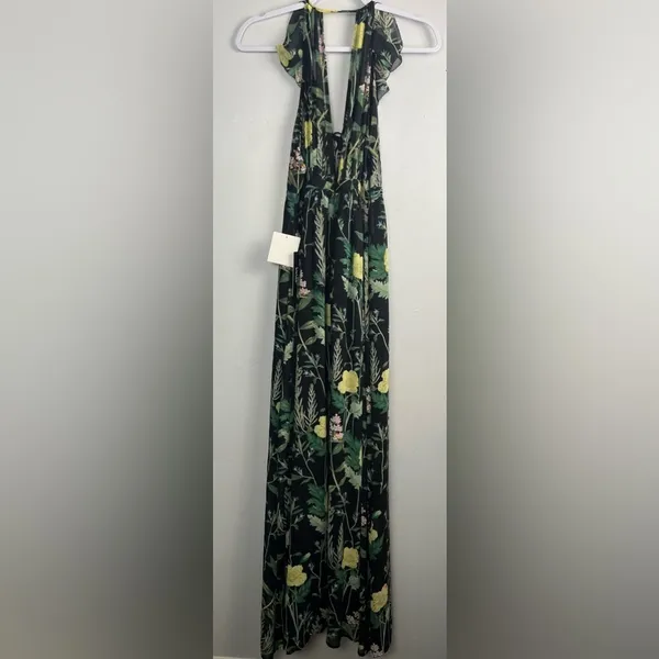 NWT Lulu’s Leaf Your Mark Black Floral Print Maxi Dress size XS - Image 8