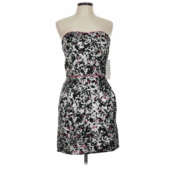 Sandro‎ Silver Metallic Jacquard Strapless Mini Dress Size 8 Coquette Party Glam - Image 2