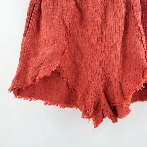 Blank NYC Shorts Size Medium Gauzy High Rise Rust Orange NWT Distressed Pullon - Image 10