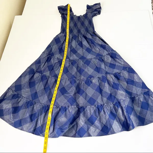 Hill House Ellie Nap Dress Navy Glitter Check, XS - Image 9