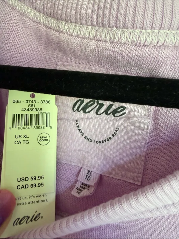 Aerie Très Chic Keyhole Oversized Sweatshirt Women’s XL NWT Icy Lavender - Image 8
