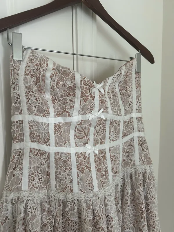 For Love & Lemons Lace Mini Dress White - Image 4