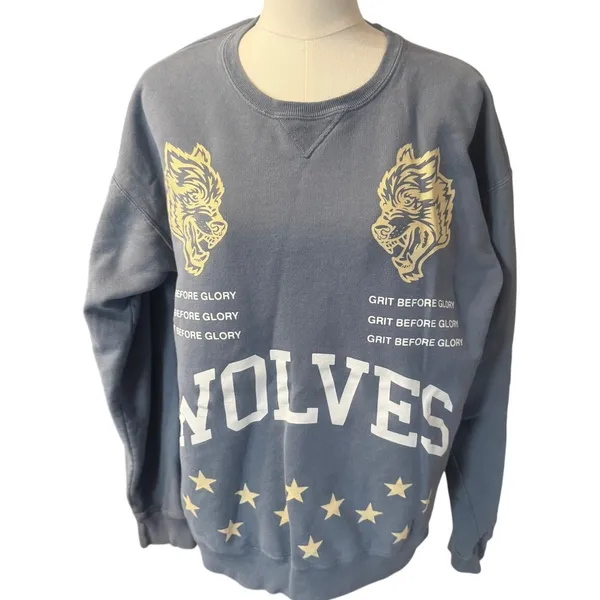 Darc Sport Grit Before Glory Wolves Crewneck Sweatshirt Blue Limited #197/1000-L - Image 2