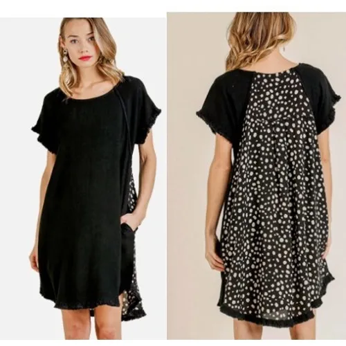 Umgee Women's XL Black Fringe Hem Tunic Dress Casual Boho Summer‎ Cover Up - Image 2
