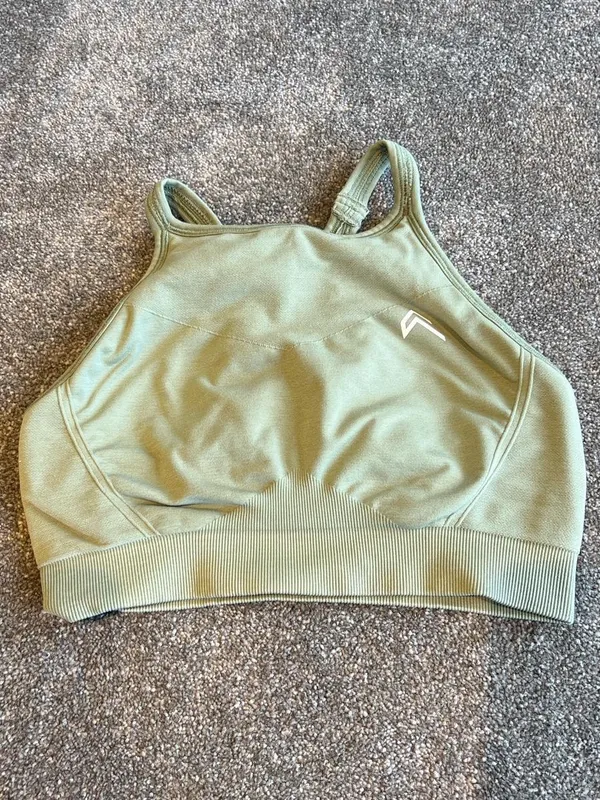 Oner Active Sage Green Seamless High Neck Racerback Sports Bra XS/S - Image 3