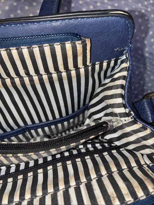 Classic Navy Blue Nautical Top-Handle Crossbody Bag Purse - Image 9