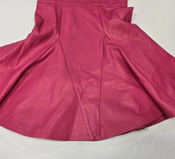 Susana Monaco Faux Leather Corset Flare Dress in Azalea - Image 10