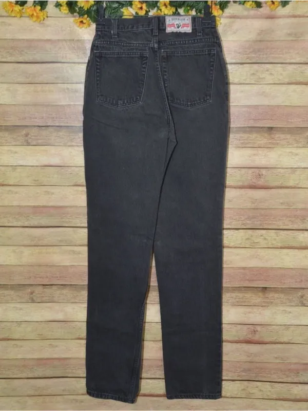Vintage Rockies Slim Ladies Black Denim Straight Leg Jeans Size 28/7 Long Retro - Image 4