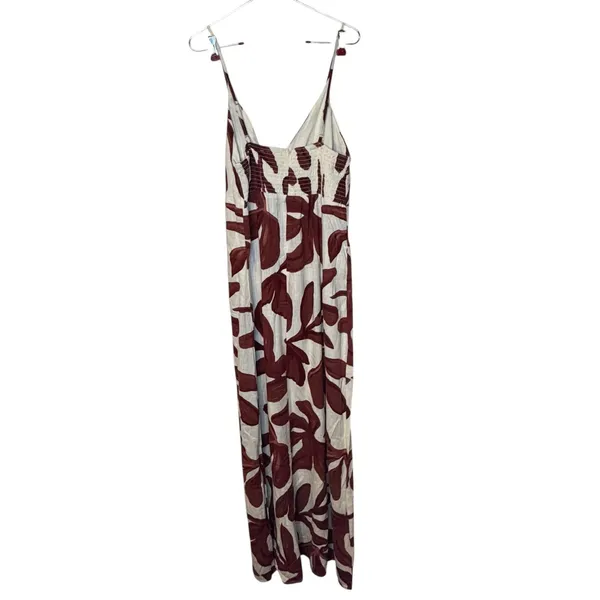 Paper Heart Women Tank Dress Floral Leaf Cream Burgundy V-Neck Coastal Large NWT - Image 10