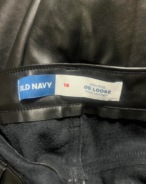 Old Navy Pants Sz 18 Black Faux Leather Straight-Leg High Waist Special Events - Image 7