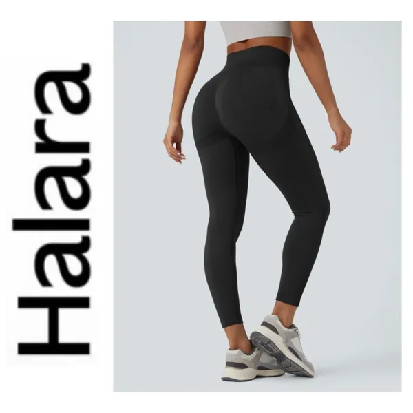 NWT HALARA OneForm Seamless Flow High Waisted Booty Scrunch Yoga Leggings Black - Image 2