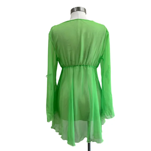 Shirley of Hollywood Sheer Lace Robe Lingerie‎ Coquette Green S/M - Image 2