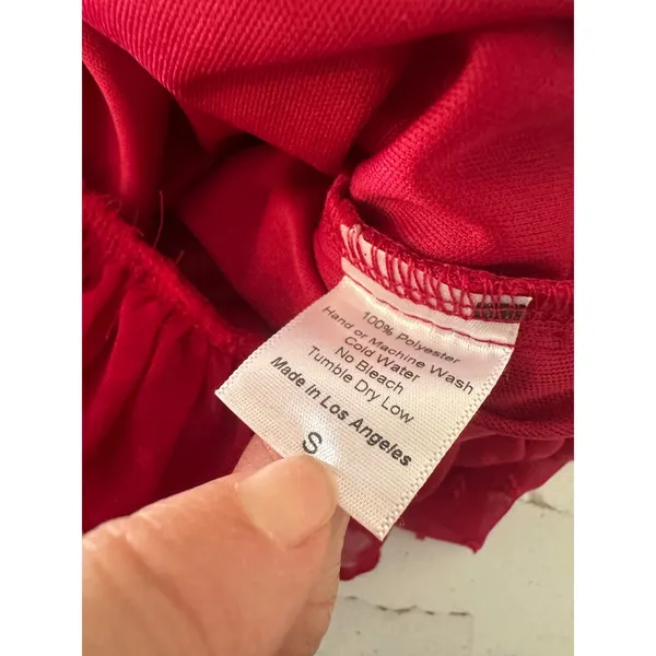 Lucy In The Sky Mini Dress S Red Ruched Swiss Dot Open Back Sexy Party Romantic - Image 7