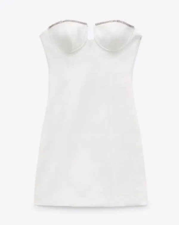 ZARA mini bodycon rhinstone cup fitted sleeveless party wedding coctail dress - Image 12