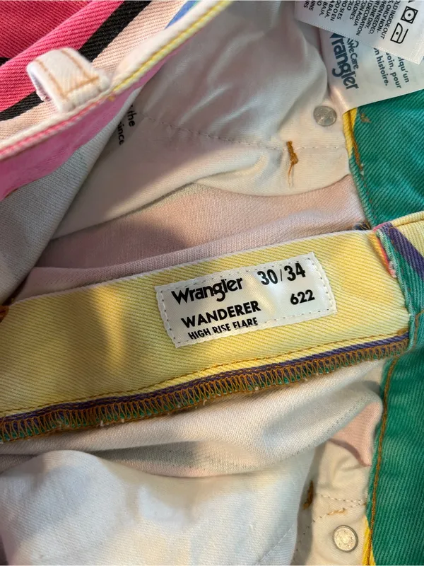 Wrangler Wanderer 622 High Rise Flare Jeans Womens Size 30x34 Multicolor Striped - Image 10