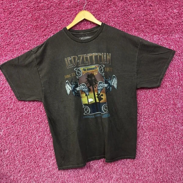 Led Zeppelin Inglewood CA 1977 Gray T-Shirt XL - Image 2