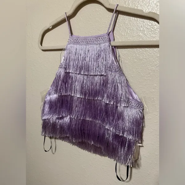 NWT Forever 21 Purple Fringe Halter Crop Top Medium Festival Boho Y2K - Image 3