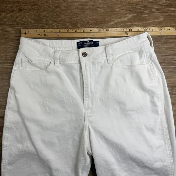 Hollister Ultra High Rise Mom Jeans Women's 13R White Crop Ankle Stretch Coastal - Image 7