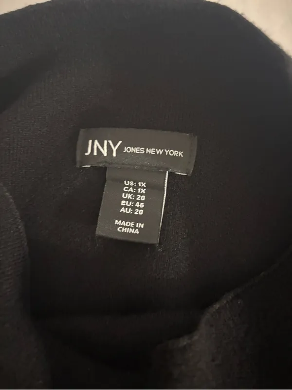 Jones New York Black, White & Blue Striped Turtleneck Sweater Size 1X - Image 3