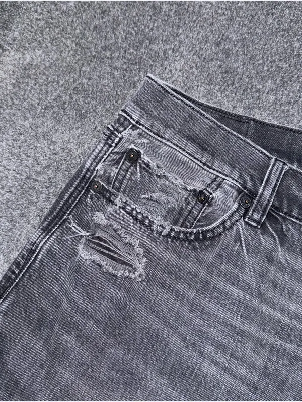 American Eagle Womens AE Ex Boyfriend Jeans Size 8 Short Black Gray Baggy Loose - Image 6