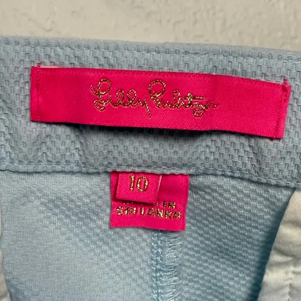 Lilly Pulitzer Adie Ruffle Pocket Shorts Blue Preppy Coastal Resort Size 10 - Image 3