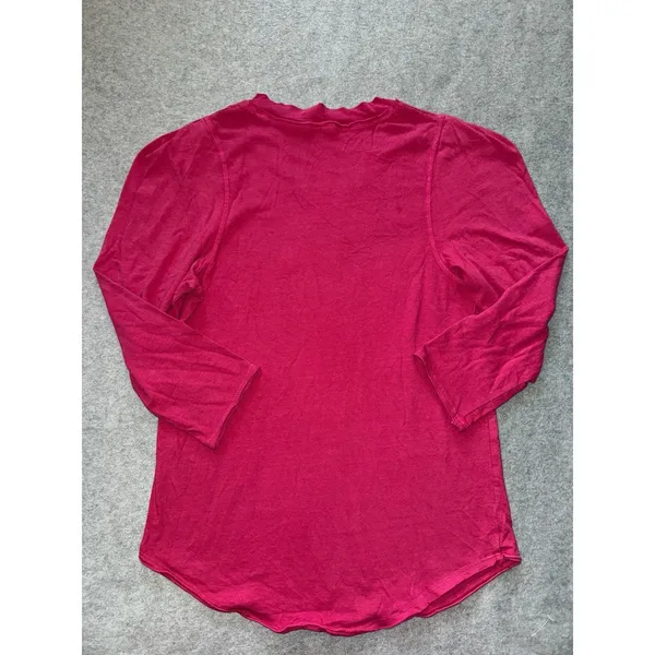 Free People We The Free Long Sleeve V Neck‎ Top Pink Size Medium - Image 4