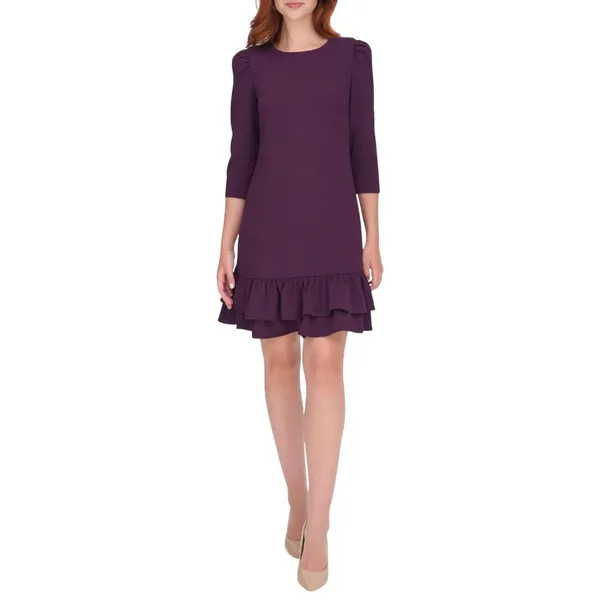 Tommy Hilfiger Womens 3/4 Sleeve Ruffled Hem Dress A3IC15MD Aubergine Purple 10 - Image 5