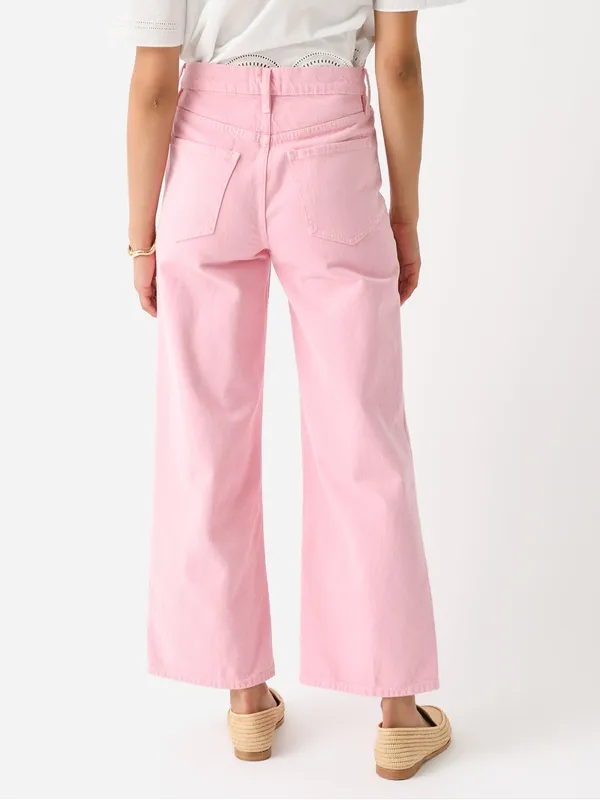 FRAME Le Jane Wide Leg Crop High Rise Jeans in Washed Dusty Pink Size 27 - Image 4