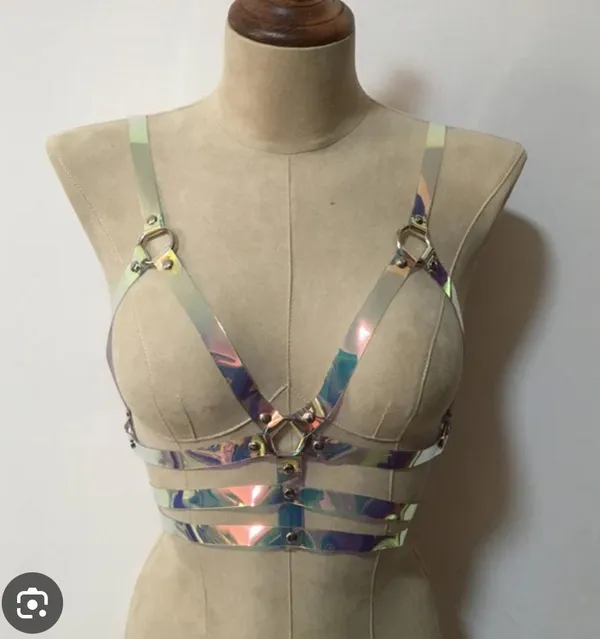 iHeartRaves Holographic Iridescent Rainbow PVC Harness - Image 3