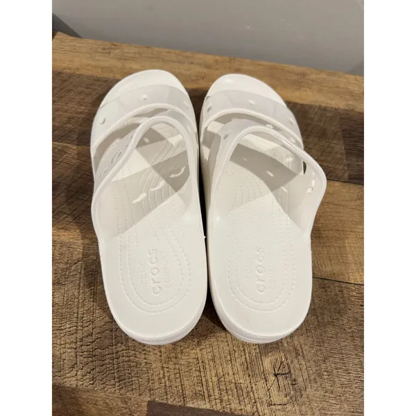 Crocs Baya Platform Sandals Women Sz 9 White Comfort Double Strap Slide Casual - Image 4