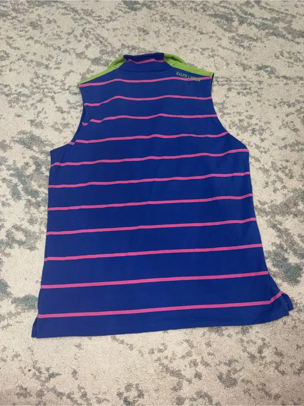 Polo Ralph Lauren Golf Women’s Sleeveless Half-Zip Striped Polo L - Image 3
