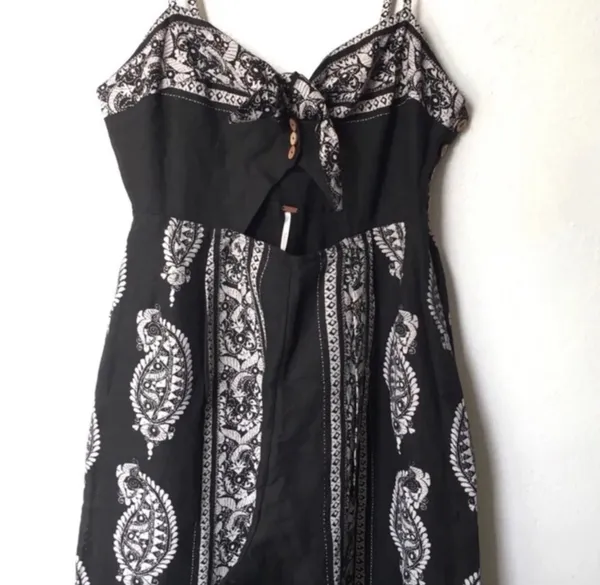 Free People Feel The Sun Jumpsuit NWT Black Paisley Wide Leg Size 2 - Image 8