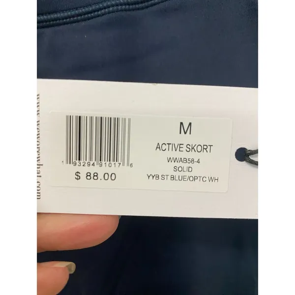 NWT We Wore What Active Skort MEDIUM Blue Optic White Pull On Tennis Jersey Knit - Image 4