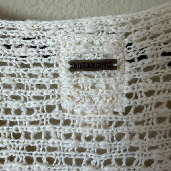 BILLABONG Lace Up Open Knit Crochet Style Sweater Top Size Large - Image 7