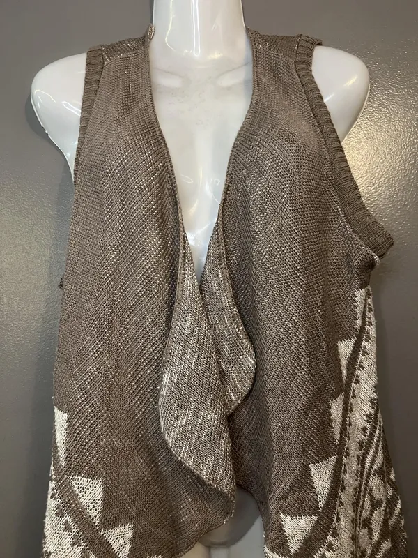 Absolutely Creative Worldwide Vest Womens XL Brown Aztec Open Front Made USA - Image 2