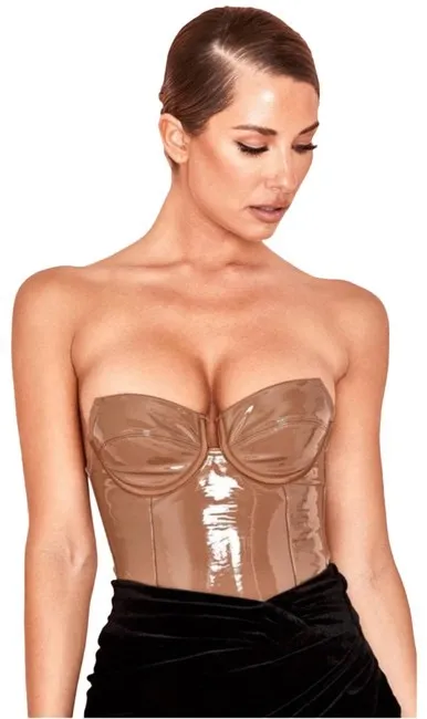 House Of CB Octavia coffee vinyl bodysuit - Image 5