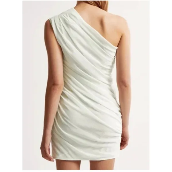 Abercrombie & Fitch Mini Dress Women MT Mint Green One Shoulder Ruched‎ Draped - Image 2