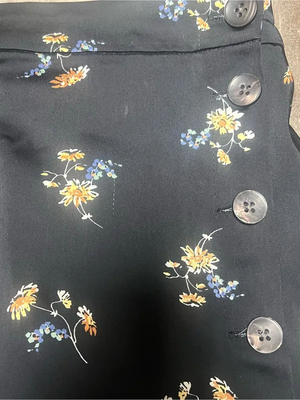 Madewell Marseille Daisies Side Button Satin Midi Skirt Size 2 - Image 2