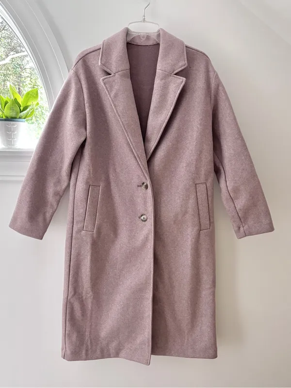 Old Navy Soft-Brushed Long Overcoat Mauve Pink Womens Small Winter Coat - Image 4