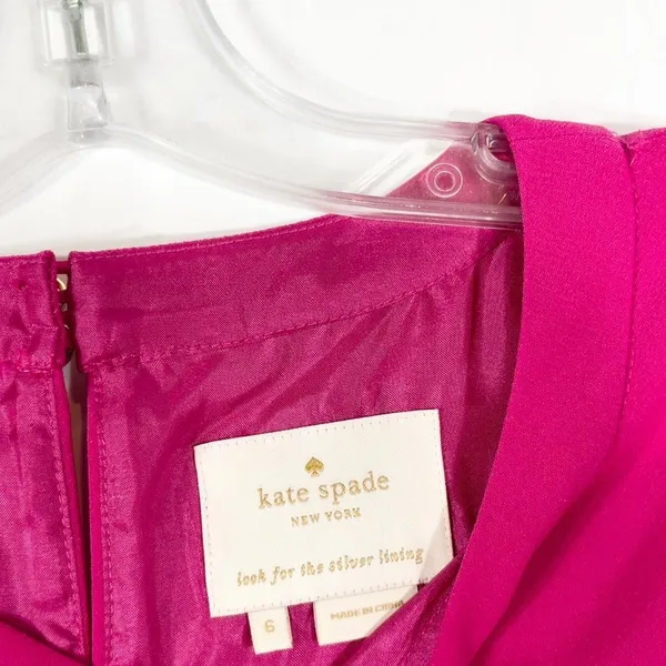 Kate Spade Size‎ 6 Dress Hot Pink Shift Mini Scalloped Crew Lined Keyhole 1352 - Image 9