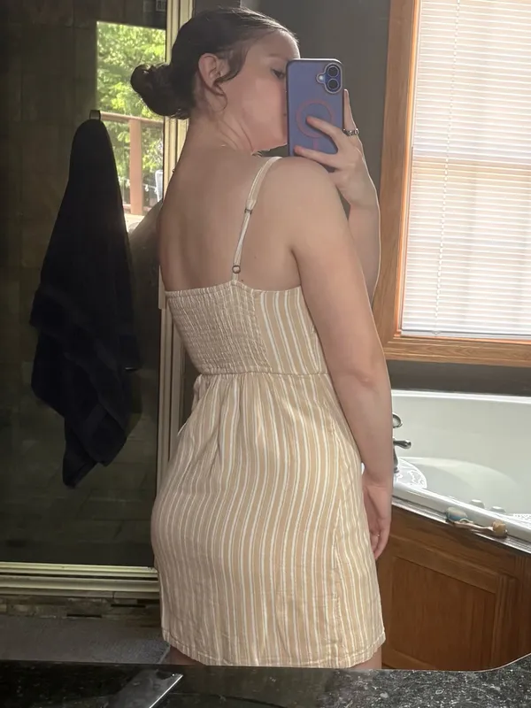 Hollister Beige Striped Mini Dress With Tie Front - Image 2