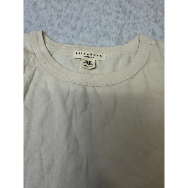 Billabong Essentials Womens XS Cream Beige Cotton Short Sleeve Cropped Tee NWOT - Image 3