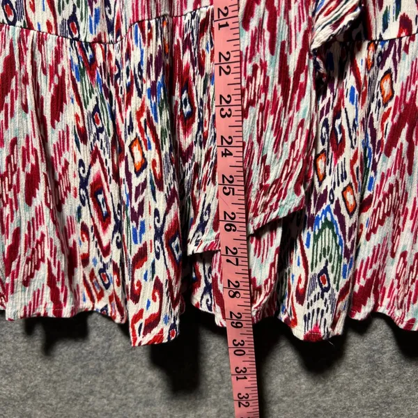 Westport Boho Ikat Print Tiered Ruffle Skirt Rayon Pull‎ On Midi Womens M - Image 5