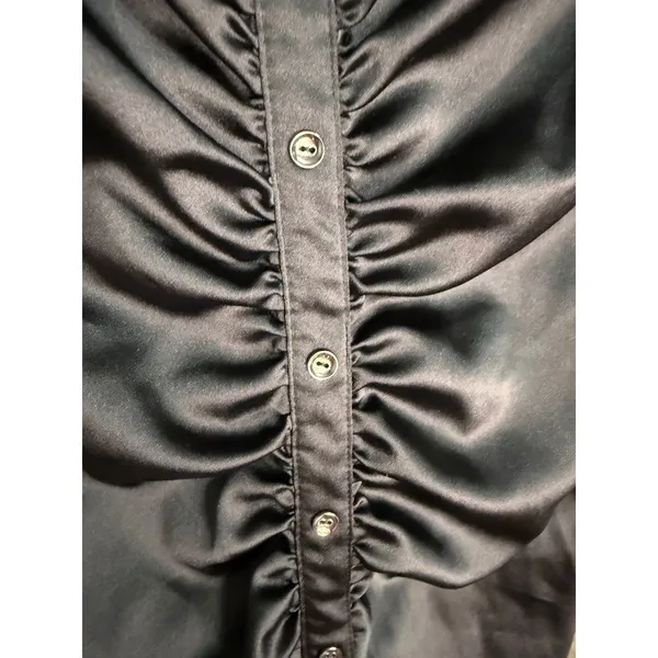 NWT Zara Black Ruched Button Front Shirt Dress Mini XS‎ Quiet Luxury Night Out - Image 5