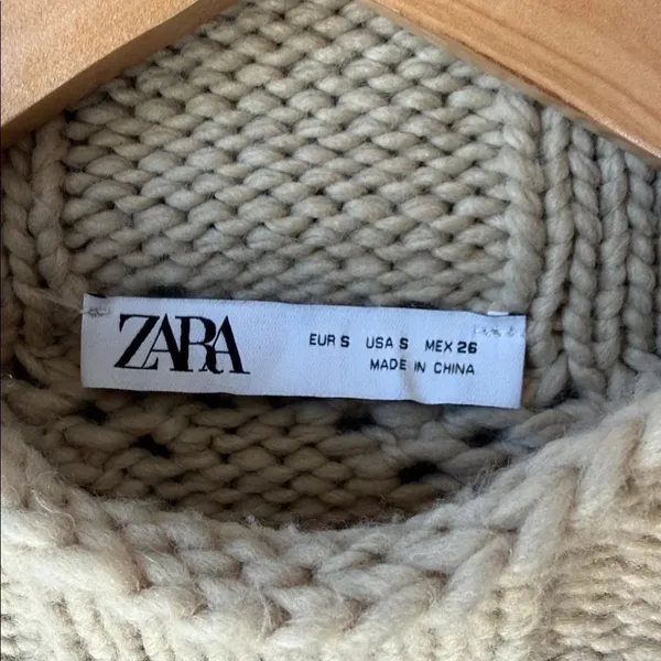 Zara Chunky Wool Blend Textured Knit Mock Neck Sweater - Image 4